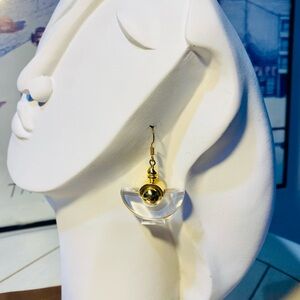 Rich Gold Tone  and Lucite Earrings very Rare